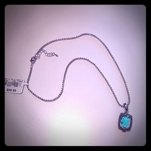 Blue cz silver plated necklace
